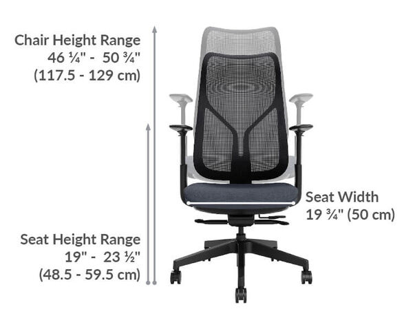 align chair has a max height of twenty three and a half inches tall